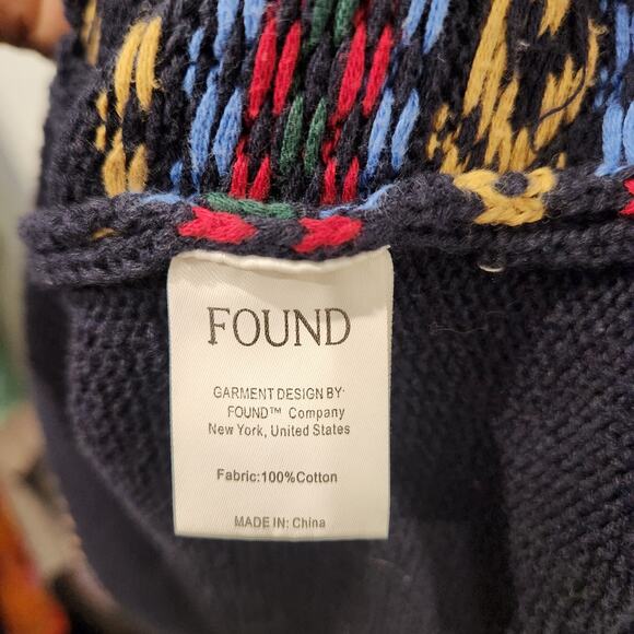 Free People X Found oversized Horse Isles distressed blue knit vest size medium - Picture 8 of 8